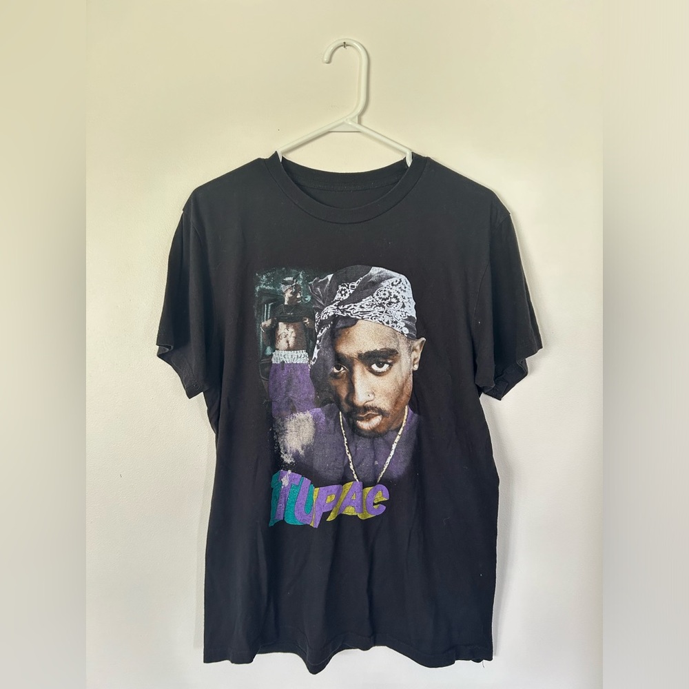 Tupac Black Graphic Bandana Print Tee - Men